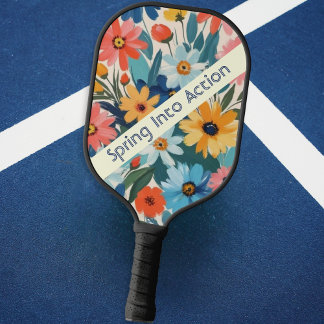 Raquette De Pickleball Fleurs de printemps colorées monogrammées