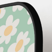 Raquette De Pickleball Fleurs de style rétro sur arrière - plan vert (Détail gauche)