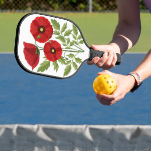 Raquette De Pickleball Fleurs d'été joyeuses floraison de pavot