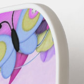 Raquette De Pickleball Fleurs mignonnes et papillons sur violet (Détail gauche)