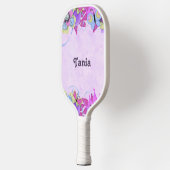 Raquette De Pickleball Fleurs mignonnes et papillons sur violet (Gauche)