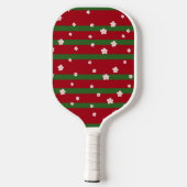Raquette De Pickleball Fleurs mignonnes Floral sur Solid Vert Rouge Noël  (Verso)