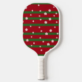 Raquette De Pickleball Fleurs mignonnes Floral sur Solid Vert Rouge Noël  (Recto)