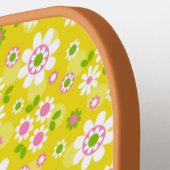 Raquette De Pickleball Fleurs Mood rétro Monogramme jaune et blanc (Détail gauche)