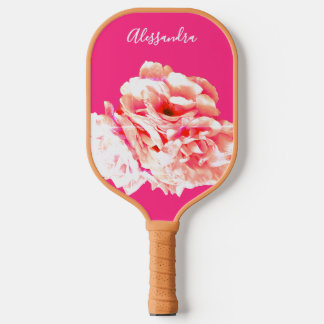 Raquette De Pickleball Fleurs personnalisées Rétro Rose pêche ivoire Bota