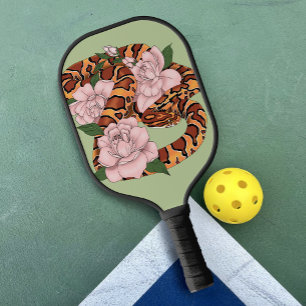 Raquette De Pickleball Fleurs roses du serpent de maïs vert