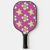 Raquette De Pickleball Fleurs roses et blanches sur violet vif (Recto)
