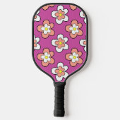 Raquette De Pickleball Fleurs roses et blanches sur violet vif (Verso)