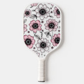 Raquette De Pickleball Fleurs roses et dessin feuille (Verso)