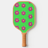 Raquette De Pickleball Fleurs roses sur vert (Recto)