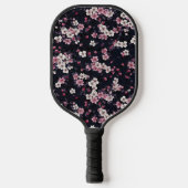 Raquette De Pickleball Fleurs Sakura Roses Noires, Design Motif, (Recto)