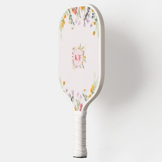 Raquette De Pickleball Fleurs sauvages Monogramme Pickleball Paddle (Gauche)