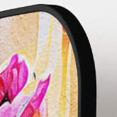 Raquette De Pickleball Floral Abstract Art Orange Red Blue Flowers (Détail gauche)