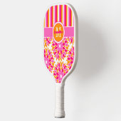 Raquette De Pickleball Floral Abstrait personnalisé, Grilles, Monogramme (Gauche)