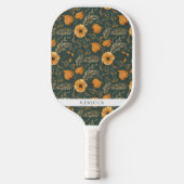 Raquette De Pickleball Floral Botanique Motif Vert Golden Personnalisé No (Recto)