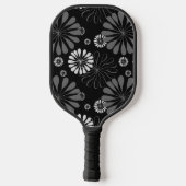 Raquette De Pickleball Floral noir et blanc rétro (Verso)