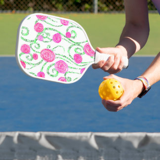 Raquette De Pickleball Floral rose et vert