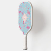 Raquette De Pickleball Flore et vaches bleues délicates (Gauche)