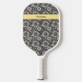 Raquette De Pickleball Flore gris et jaune tendance (Verso)