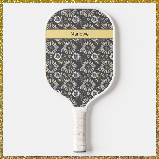 Raquette De Pickleball Flore gris et jaune tendance