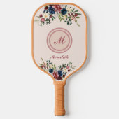 Raquette De Pickleball Flores rustiques Monogramme personnalisé (Recto)