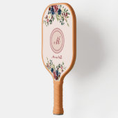 Raquette De Pickleball Flores rustiques Monogramme personnalisé (Gauche)