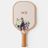 Raquette De Pickleball Flores rustiques Monogramme personnalisé (Verso)