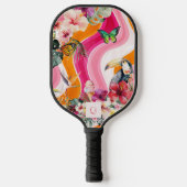 Raquette De Pickleball Flux dynamique | Funky Retro Tropical Monogramme (Recto)