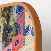 Raquette De Pickleball Foi Monogramme initial Flore rouge (Détail gauche)