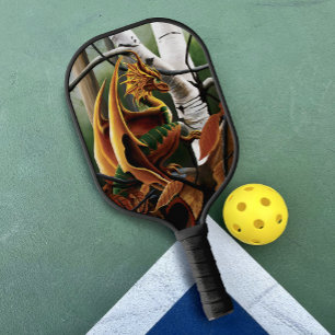 Raquette De Pickleball Forêt d'Automne Dragon Ambre Bouleau Fantastique