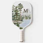 Raquette De Pickleball Forêt de pins verts et lac monogrammés (Verso)