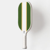 Raquette De Pickleball Forêt Verticale Vert Blanc Jaune Stripes De Course (Gauche)