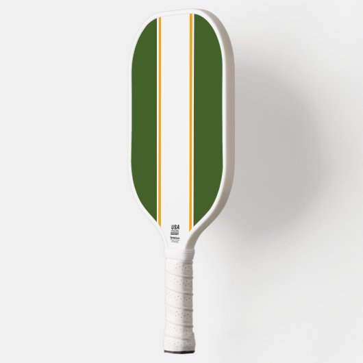 Raquette De Pickleball Forêt Verticale Vert Blanc Jaune Stripes De Course (Gauche)