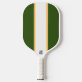 Raquette De Pickleball Forêt Verticale Vert Blanc Jaune Stripes De Course (Verso)