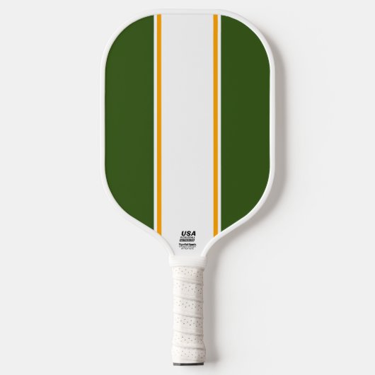 Raquette De Pickleball Forêt Verticale Vert Blanc Jaune Stripes De Course (Recto)