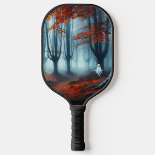 Raquette De Pickleball Forêts éffrayantes d'automne avec un fantôme