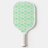 Raquette De Pickleball Formes abstraites blanches sur vert (Verso)