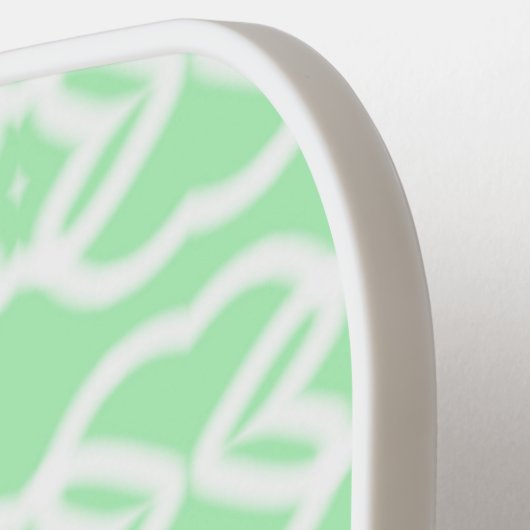 Raquette De Pickleball Formes abstraites blanches sur vert (Détail gauche)