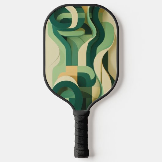 Raquette De Pickleball Formes courbes vertes et beiges (Recto)