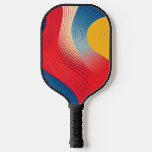 Raquette De Pickleball Formes d'agitant en jaune, bleu et rouge (Recto)