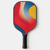 Raquette De Pickleball Formes d'agitant en jaune, bleu et rouge (Verso)