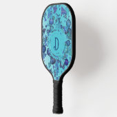 Raquette De Pickleball Formes géométriques modernes avec monogramme en bl (Gauche)