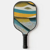 Raquette De Pickleball Formes ocre et bleu avec textures (Recto)