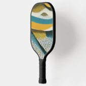 Raquette De Pickleball Formes ocre et bleu avec textures (Gauche)