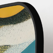 Raquette De Pickleball Formes ocre et bleu avec textures (Détail gauche)