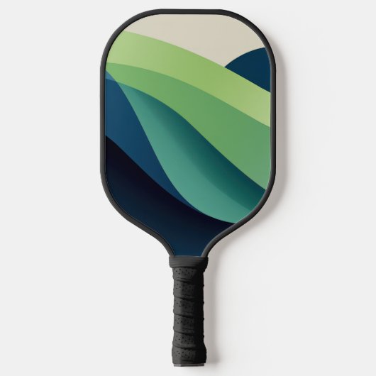 Raquette De Pickleball Formes ondulées vertes et bleues (Recto)