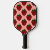 Raquette De Pickleball Fraises rouges d'été sur rose doux (Verso)