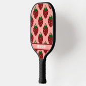 Raquette De Pickleball Fraises rouges d'été sur rose doux (Gauche)