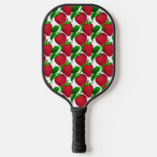 Raquette De Pickleball Fraises sur Motif Arrière - plan blanc