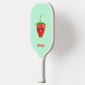 Raquette De Pickleball Fruit Monogram kawaii sur turquoise (Gauche)